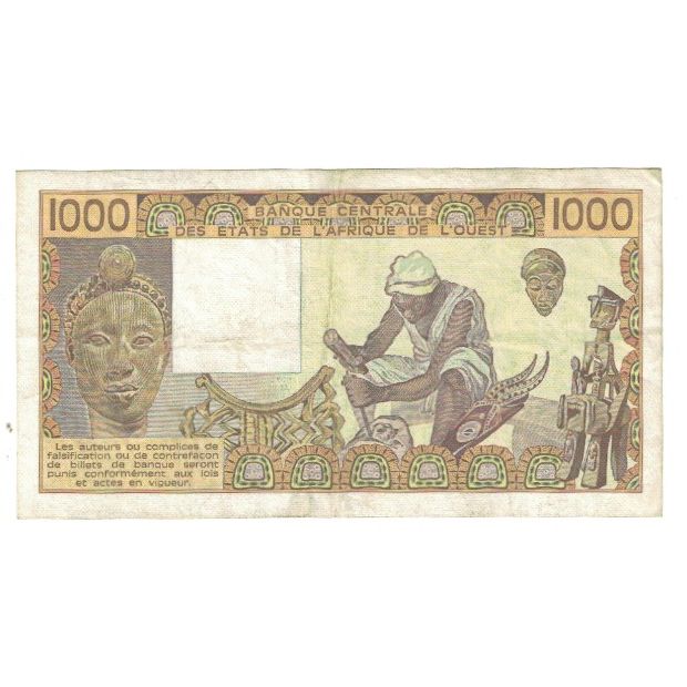 Banknote, West African States, 1000 Francs, 1986, KM:807Tg, EF(40-45)