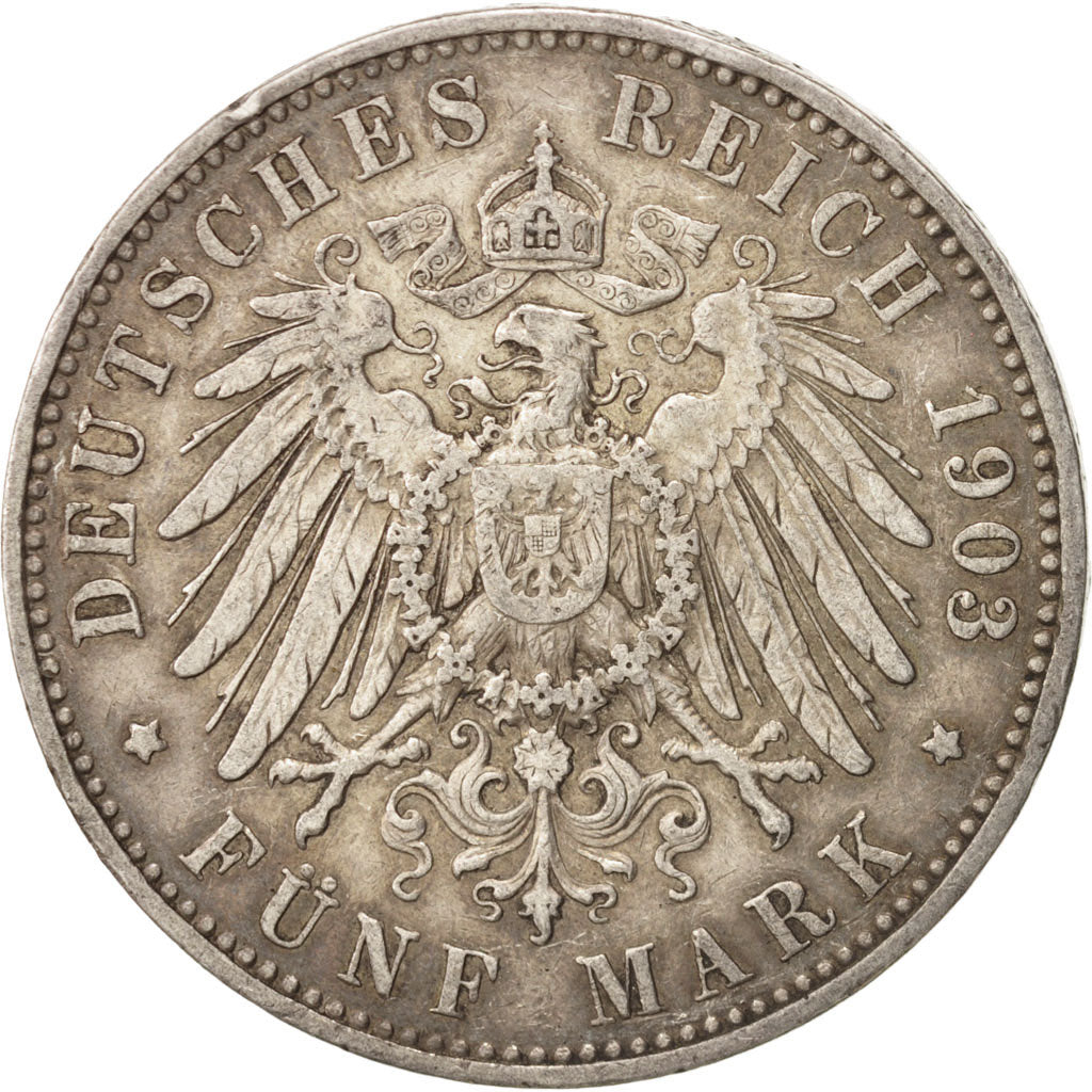 German States, SAXONY-ALBERTINE, Georg, 5 Mark, 1903, Muldenhütten, KM 1258