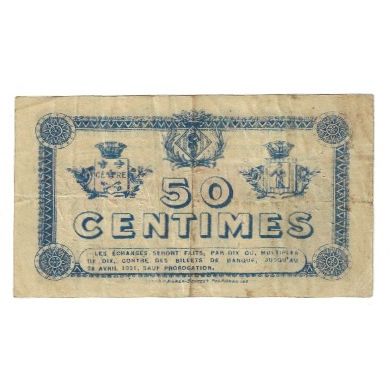 France, Perpignan, 50 Centimes, 1916, Chambre de Commerce, VF(20-25)