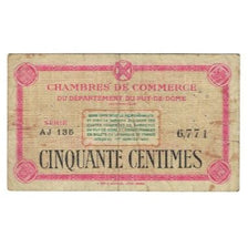 France, Puy de Dôme, 50 Centimes, VF(20-25), Pirot:103-3