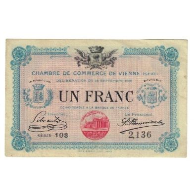 France, Vienne, 1 Franc, 1920, EF(40-45), Pirot:128.12