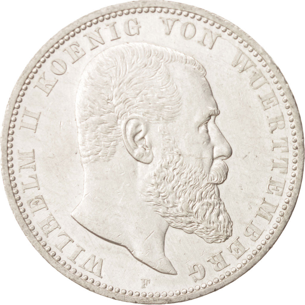 Stati tedeschi, WURTTEMBERG, Wilhelm II, 5 Mark, 1913, Freudenstadt, SPL-, Ar...