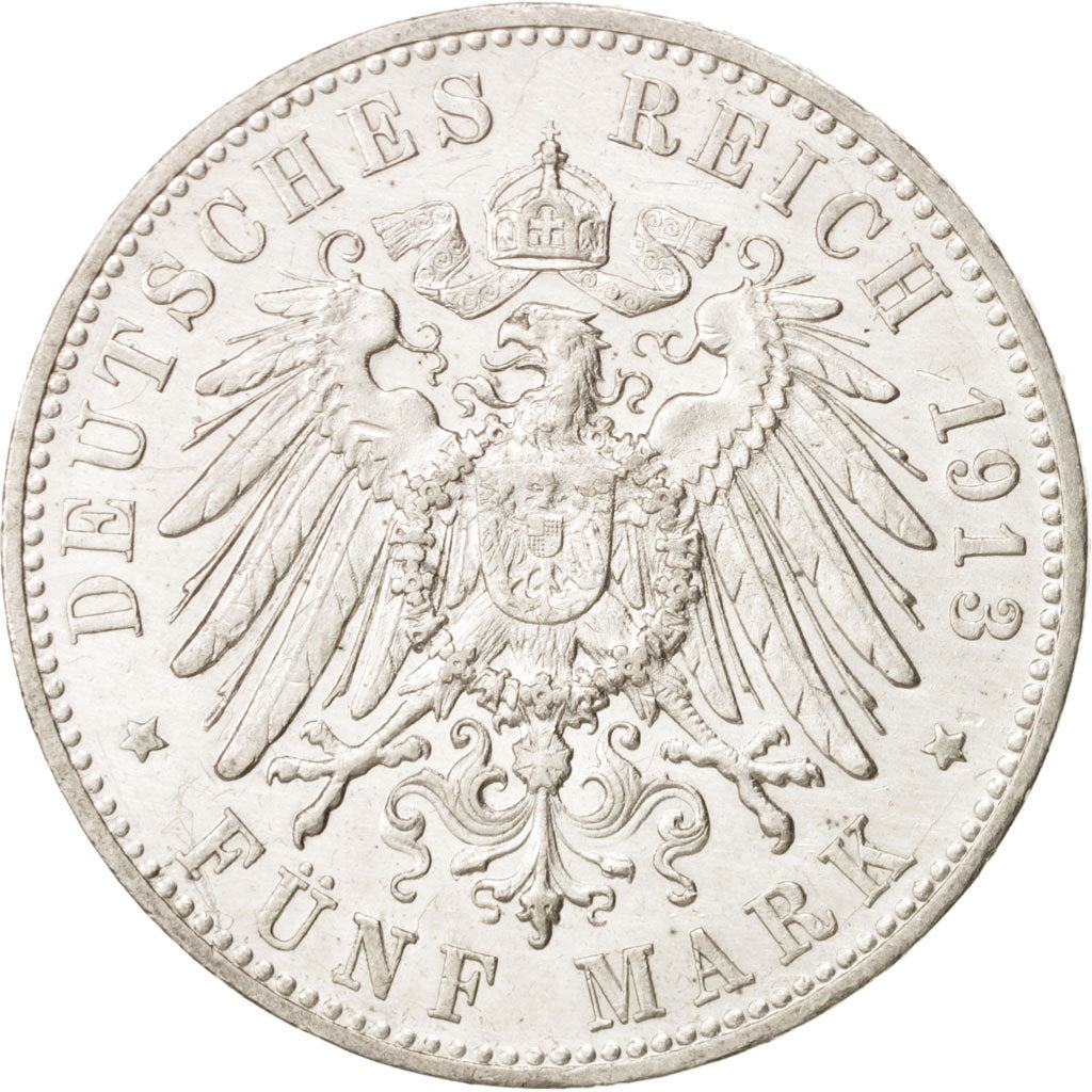 Stati tedeschi, WURTTEMBERG, Wilhelm II, 5 Mark, 1913, Freudenstadt, SPL-, Ar...