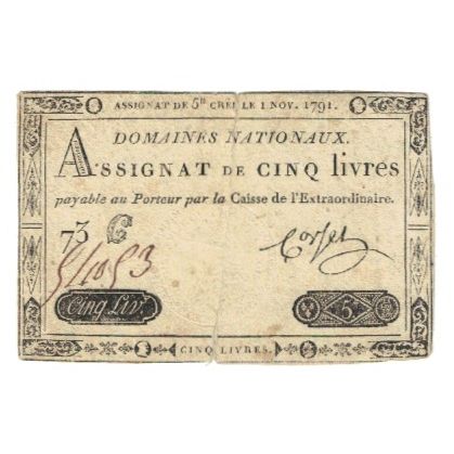 Frankrijk, 5 Livres, 1791, 1791-11-01, TB+, KM:A50, Lafaurie:145