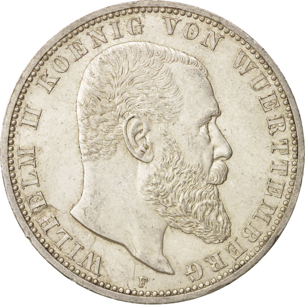 Stati tedeschi, WURTTEMBERG, Wilhelm II, 5 Mark, 1913, Freudenstadt, SPL-, Ar...