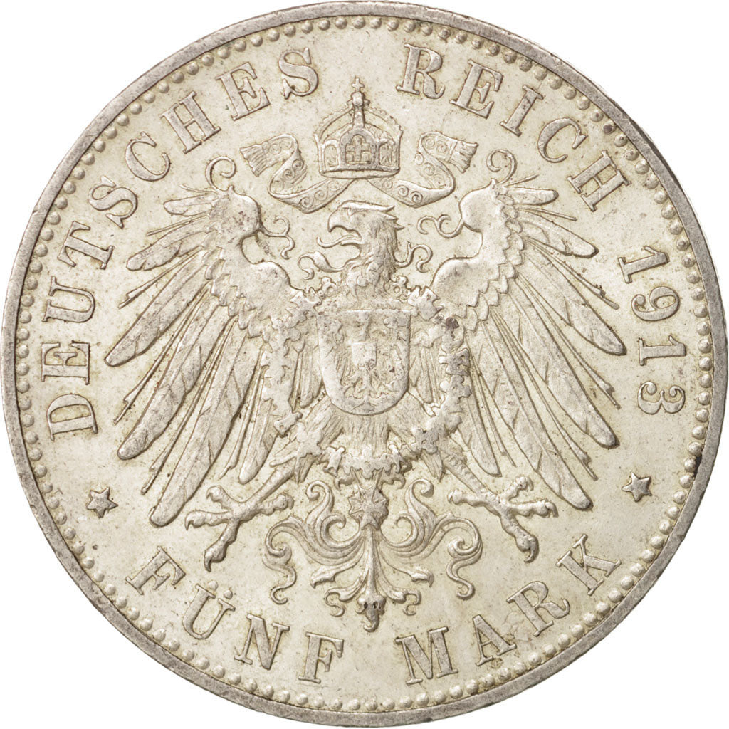 Stati tedeschi, WURTTEMBERG, Wilhelm II, 5 Mark, 1913, Freudenstadt, SPL-, Ar...