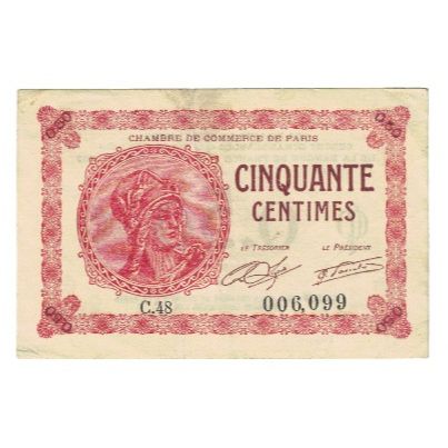 France, Paris, 50 Centimes, 1920, EF(40-45), Pirot:97-10