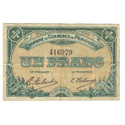 Francia, Perigueux, 1 Franc, 1915, MB+, Pirot:98-10