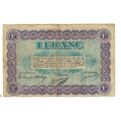 France, Belfort, 1 Franc, 1921, TB, Pirot:23-54
