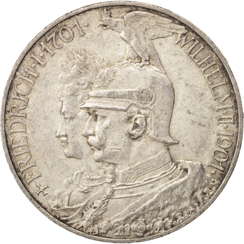 German States, PRUSSIA, Wilhelm II, 5 Mark, 1901, Berlin, AU(50-53),Silver,KM526