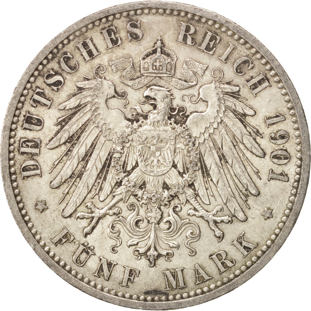 German States, PRUSSIA, Wilhelm II, 5 Mark, 1901, Berlin, AU(50-53),Silver,KM526