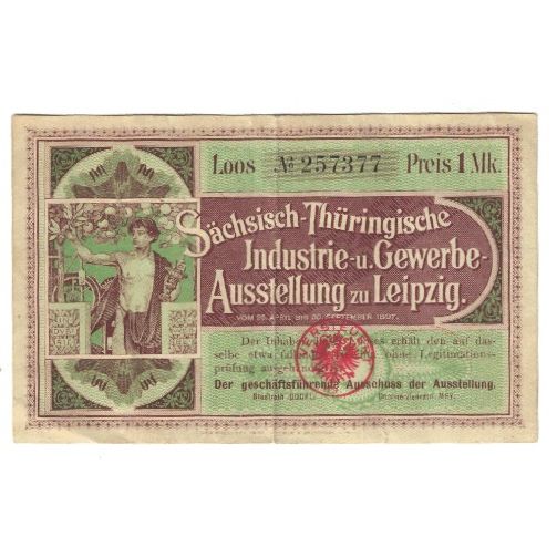 Banknote, Germany, Leipzig Stadt, 1 Mark, personnage, 1897, AU(50-53)