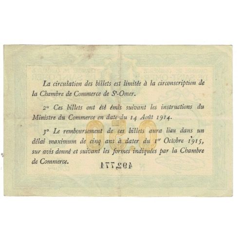 France, Saint-Omer, 50 Centimes, 1914, EF(40-45), Pirot:115-1