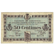 France, Chalon-s-/-Saône, Autun & Louhans, 50 Centimes, 1916, Chambre de