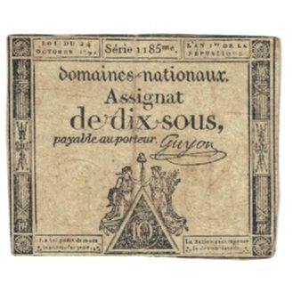 Francia, 10 Sous, 1792, Guyon, 1792-10-24, BC, KM:A53, Lafaurie:148