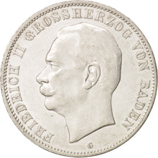 German States, BADEN, Friedrich II, 5 Mark, 1913, Stuttgart, EF(40-45), KM 281
