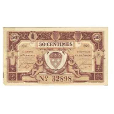France, Aurillac, 50 Centimes, 1915, Chambre de Commerce, EF(40-45), Pirot:16-1