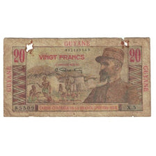 Banknote, FRENCH GUIANA, 20 Francs, KM:21a, F(12-15)