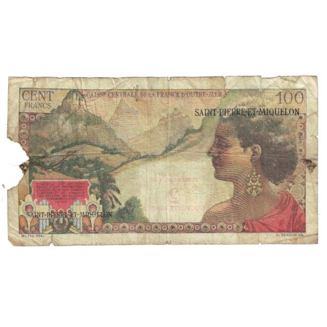 Saint Pierre and Miquelon, 2 Nouveaux Francs on 100 Francs, F(12-15), KM:32