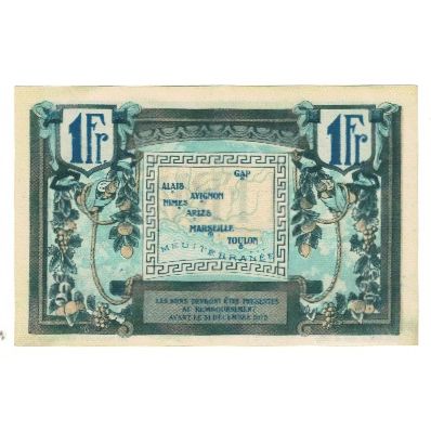 France, Région Provençale, 1 Franc, Chambre de commerce / Région Provençale