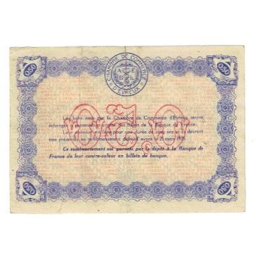 France, Evreux, 50 Centimes, 1916, Chambre de Commerce, EF(40-45), Pirot:57-8