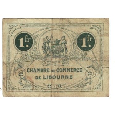 France, Libourne, 1 Franc, 1915, VF(20-25), Pirot:72-16