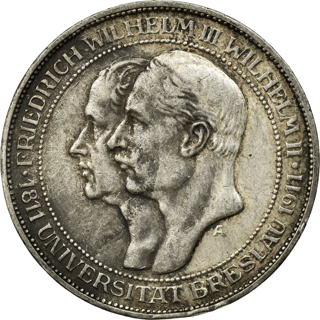 Coin, German States, PRUSSIA, Wilhelm II, 3 Mark, 1911, Berlin, AU(50-53)