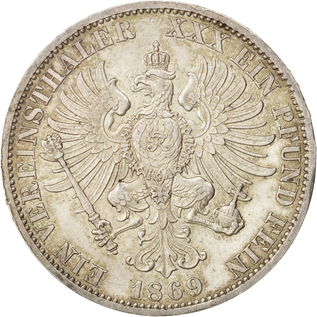 German States, PRUSSIA, Wilhelm I, Thaler, 1869, Berlin, AU(55-58), Silver,KM494
