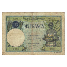 Banknote, Madagascar, 10 Francs, 1937-1947, KM:36, VF(20-25)