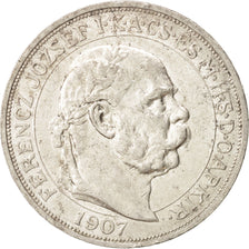 Hungary, Franz Joseph I, 5 Korona, 1907, Kremnitz, AU(55-58), Silver, KM:489