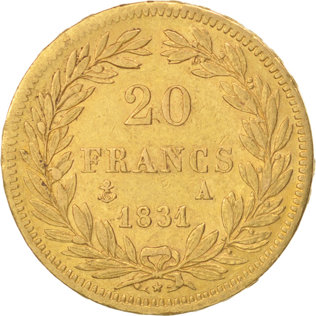 France, Louis-Philippe,20 Francs,1831,Paris,EF(40-45),Gold,KM:746.1,Gadoury1030a