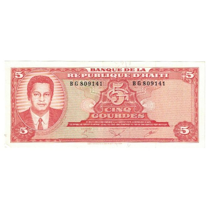 Banknote, Haiti, 5 Gourdes, 1985, Undated (1985), KM:241a, UNC(63)