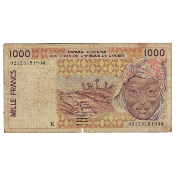 Banknote, West African States, 1000 Francs, KM:111Ad, VF(20-25)