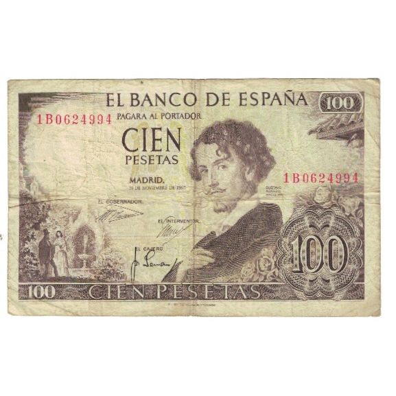 Banknote, Spain, 100 Pesetas, 1965, 1965-11-19, KM:150, VF(20-25)