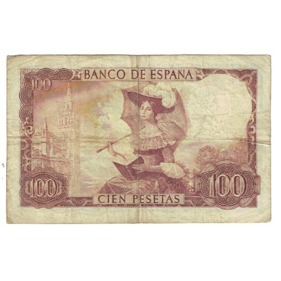 Banknote, Spain, 100 Pesetas, 1965, 1965-11-19, KM:150, VF(20-25)