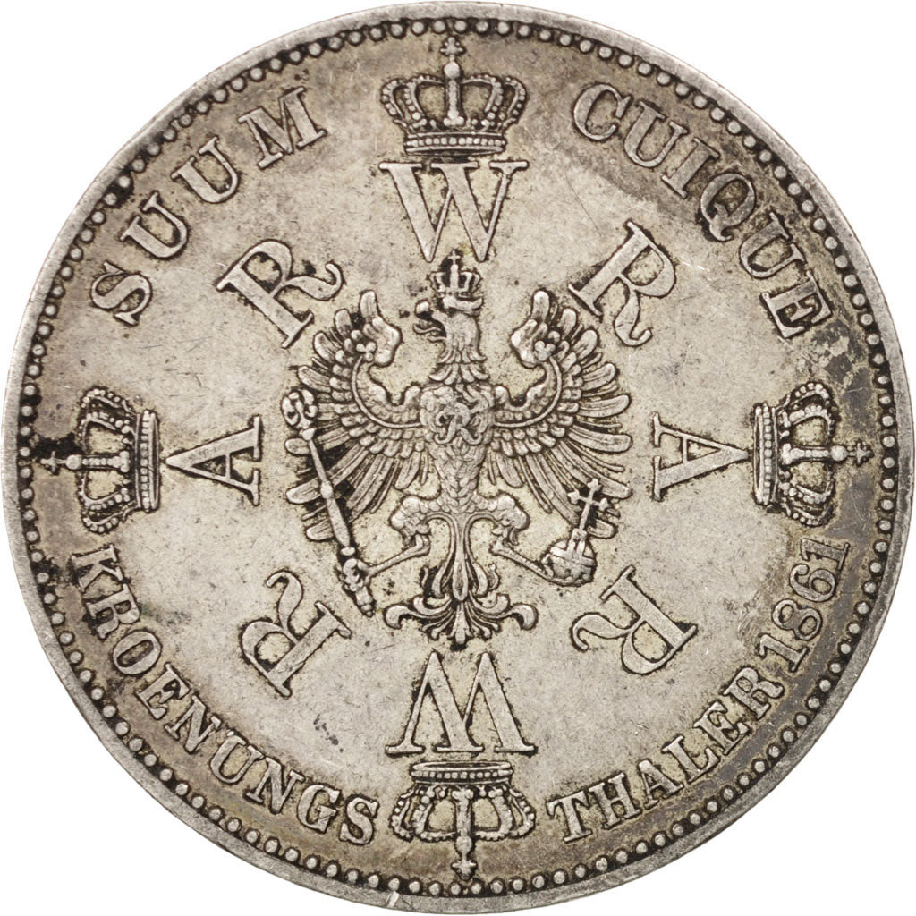 Deutsch Staaten, PRUSSIA, Wilhelm I, Thaler, 1861, Berlin,AU(50-53),Silver,KM488