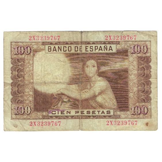 Banknote, Spain, 100 Pesetas, 1953-04-07, KM:145a, VF(20-25)