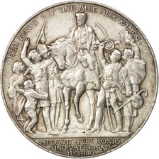 German States, PRUSSIA, Wilhelm II, 3 Mark, 1913, Berlin, AU(50-53),Silver,KM534