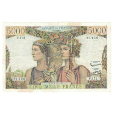 França, 5000 Francs, Terre et Mer, 1957, P.172, VF(20-25), Fayette:48.16