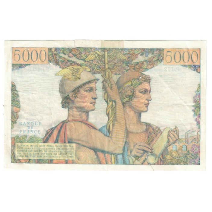 França, 5000 Francs, Terre et Mer, 1957, P.172, VF(20-25), Fayette:48.16