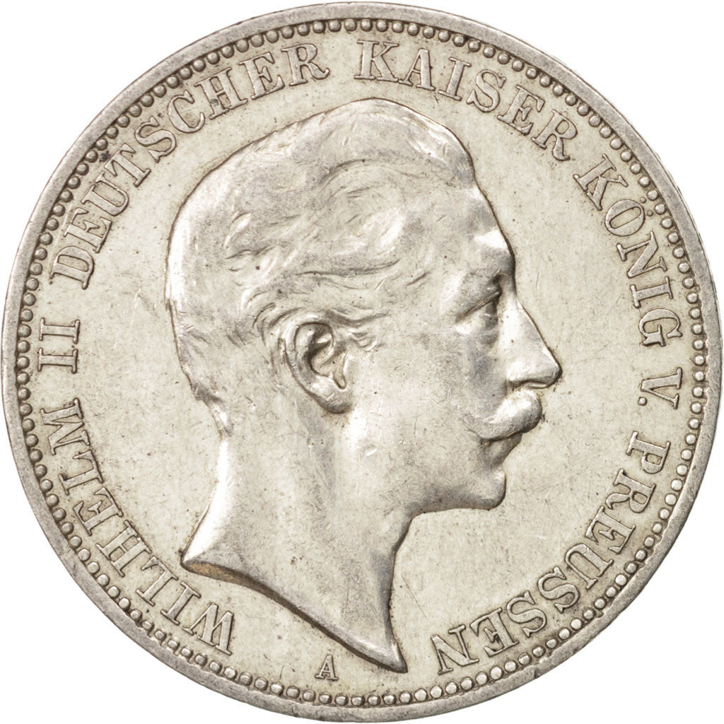 German States, PRUSSIA, Wilhelm II, 3 Mark, 1909, Berlin, EF(40-45),Silver,KM527