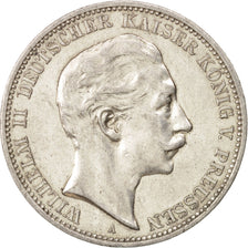 German States, PRUSSIA, Wilhelm II, 3 Mark, 1909, Berlin, EF(40-45),Silver,KM527