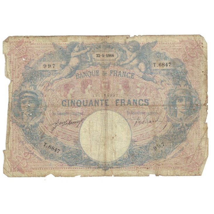 Frankreich, 50 Francs, Bleu et Rose, 1916, E.Picard-J.Laferrière, 1916-05-22