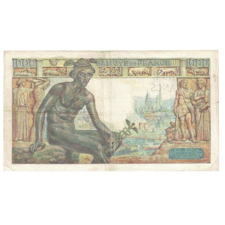 France, 1000 Francs, Déesse Déméter, 1942, Y.1183, VF(20-25), KM:102