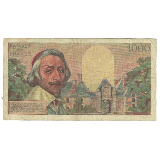 Francia, 1000 Francs, Richelieu, 1955, P. Rousseau and R. Favre-Gilly