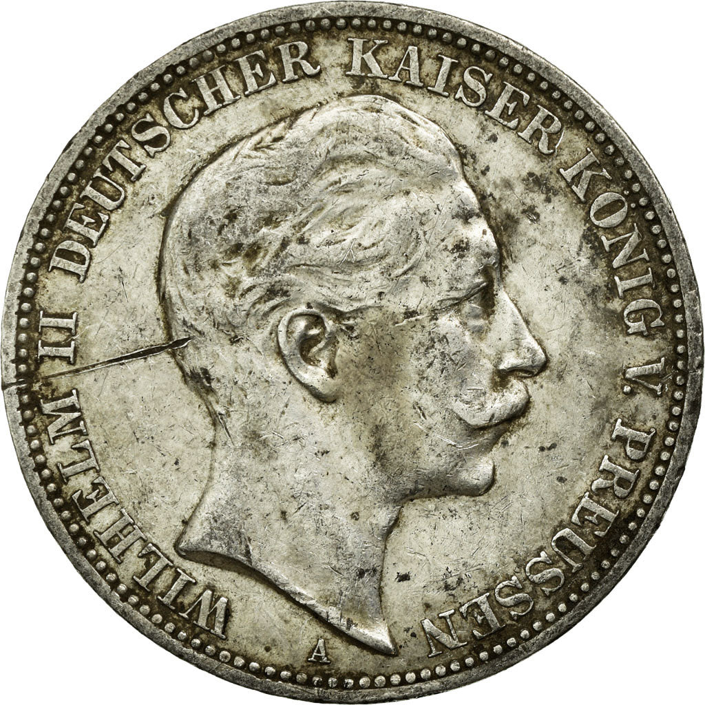 Coin, German States, PRUSSIA, Wilhelm II, 3 Mark, 1911, Berlin, VF(30-35)