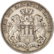 German States, HAMBURG, 3 Mark, 1911, Hamburg, EF(40-45), Silver, KM:620