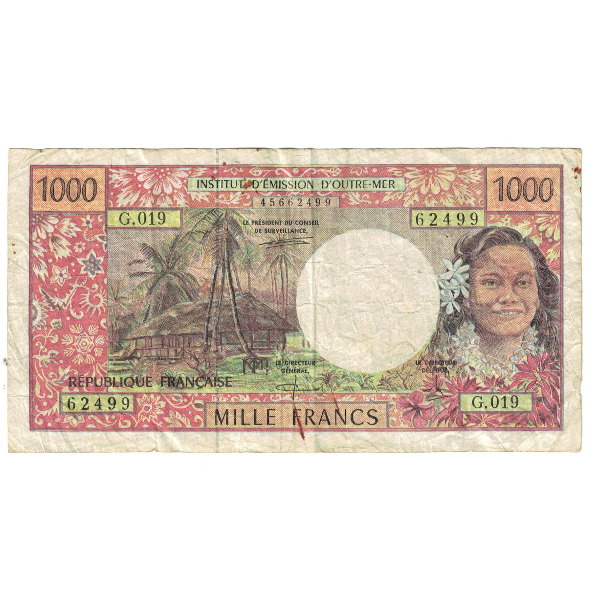 Banknote, French Pacific Territories, 1000 Francs, KM:2a, VF(20-25)