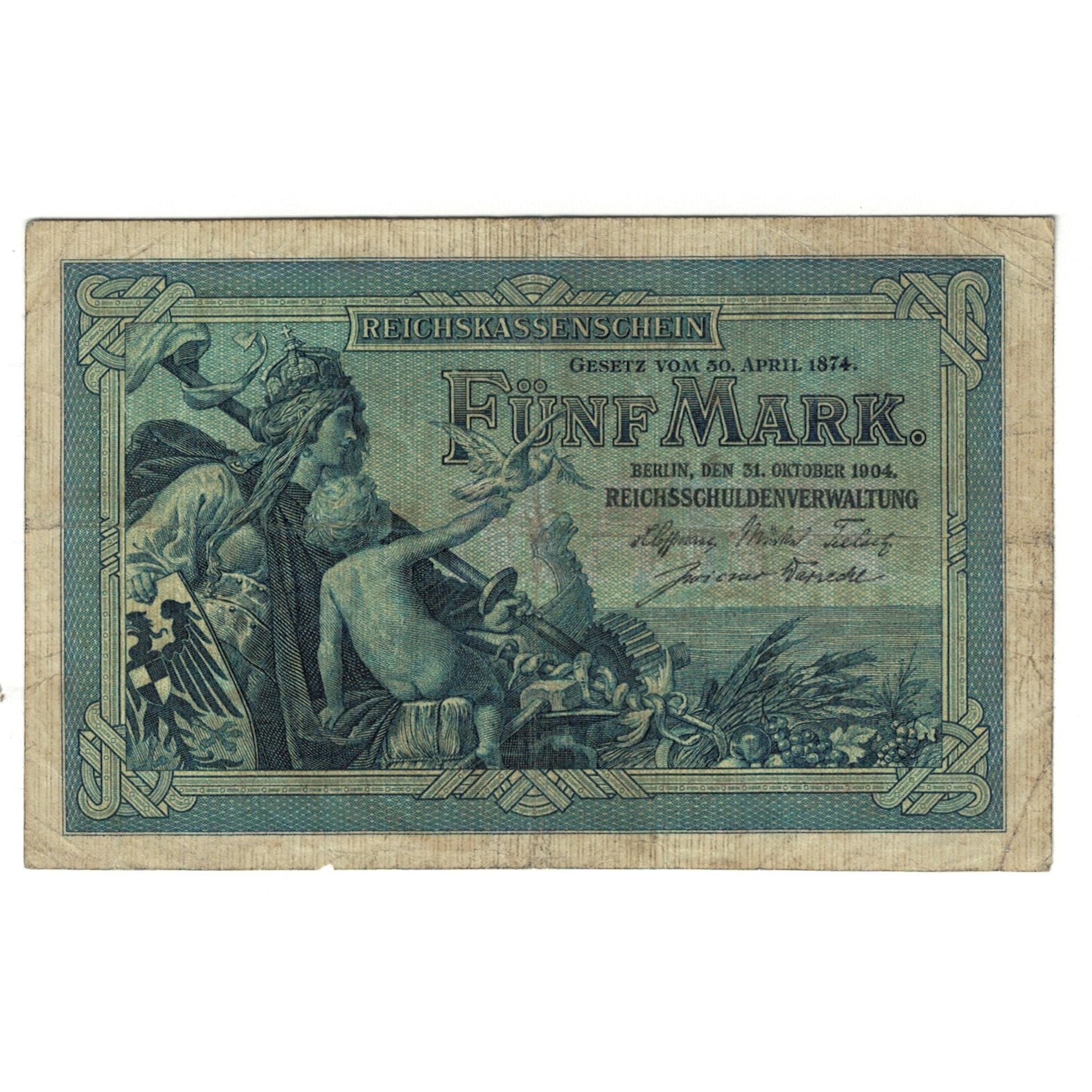 Banknote, Germany, 5 Mark, 1904, 1904-10-31, KM:8b, VF(20-25)