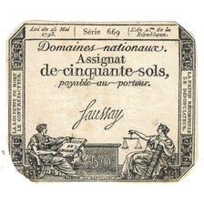 France, 50 Sols, Faussay, VF(30-35), Fayette:ASS.25A, KM:A70a